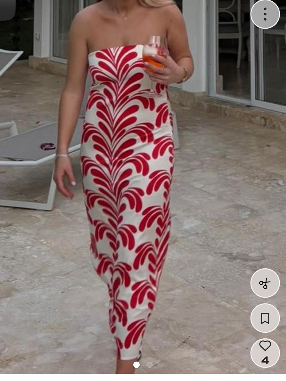 House of Harlow 1960 Strapless White Dress with Red Graphic Print S NWT